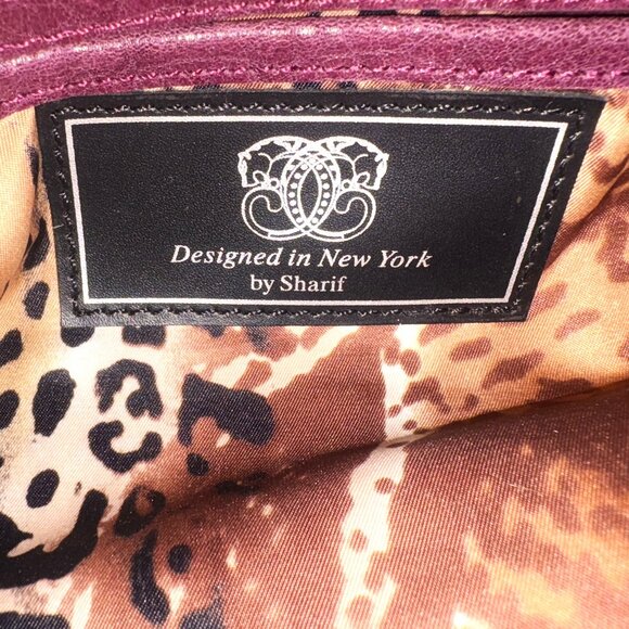 Sharif Shoulder Bag Saffiano Leather Gold Hardware Animal Print Interior NWOT - Picture 9 of 12